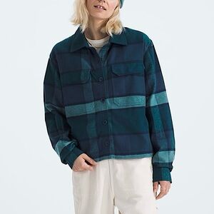 NWT $110 The North Face Women's Valley Flannel Shirt Blue and Green Plaid Small